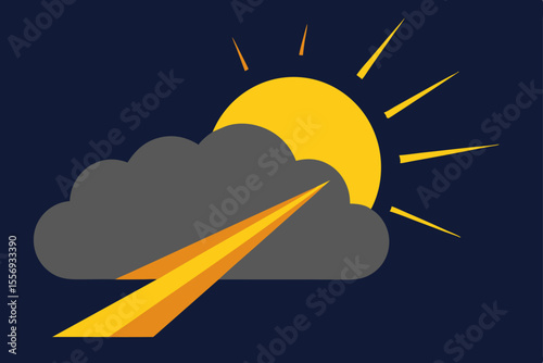 Breaking Through the Clouds A Sunrise Flight Path Illustration