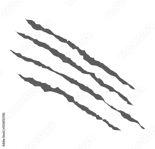Four horizontal rugged claw tear marks with animal beast attack style