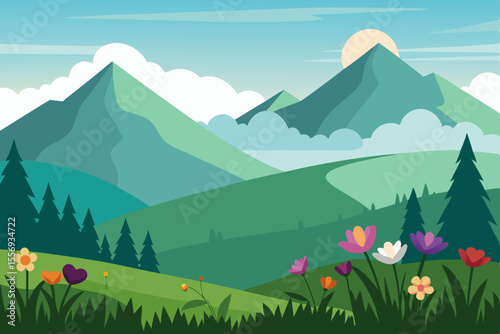Serene Mountain Landscape A Breathtaking View of Nature's Beauty