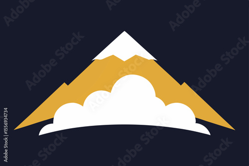 Majestic Mountain Peak A Stunning Vector Illustration of Clouds and Peaks