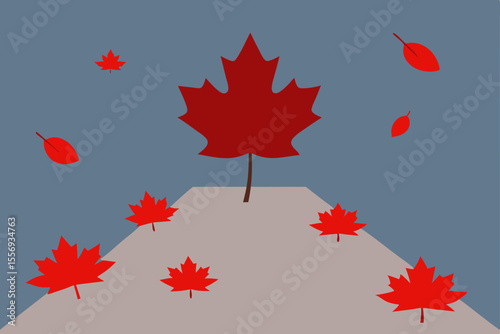 Autumn's Embrace A Vibrant Maple Leaf in Fall's Gentle Breeze
