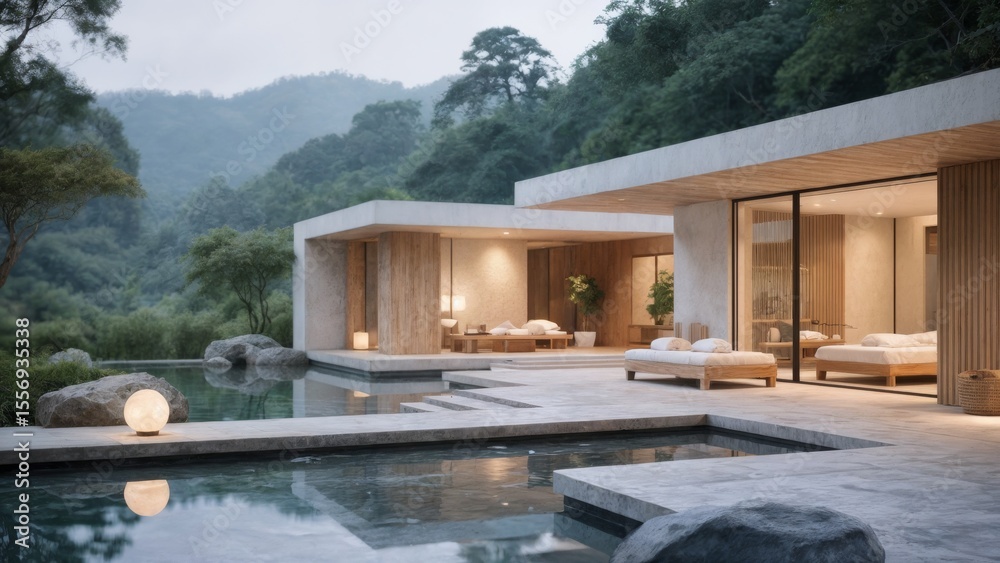 Obraz premium Luxury Spa Retreat, Serene Wellness, Exclusive Relaxation, and Holistic Rejuvenation. Perfect for wellness brands, travel, and self-care themes.