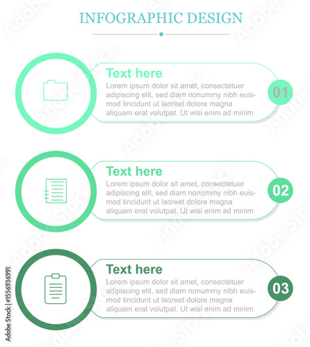 Modern minimalist elegant clean circular 3 steps editable infographic design template vector