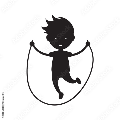 Young Boy Skipping Rope Happily