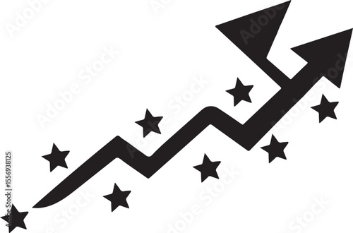 Abstract Arrow Design with Stars Upward Trending Graphic