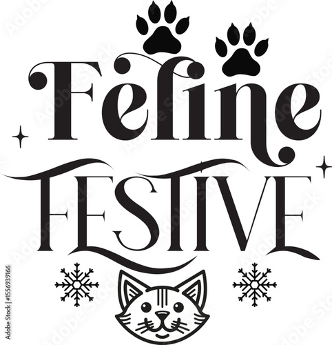 Feline Festive, Pet Christmas Ornament SVG design, Cat and Dog Ornament SVG