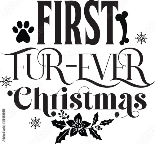 First Fur-ever Christmas, Pet Christmas Ornament SVG design, Cat and Dog Ornament SVG