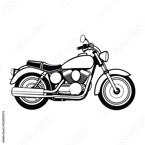 vintage retro motorcycle line art silhouette illustration isolated on white background 