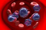 Gene therapy in Acute myeloid leukaemia (AML) - section view 3d illustration