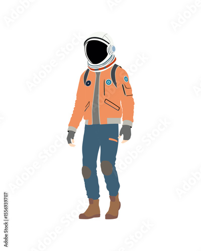Flat vector people and illustration, man with casual astronaut outfit
