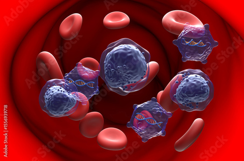 Gene therapy in Acute myeloid leukaemia (AML) - section view 3d illustration