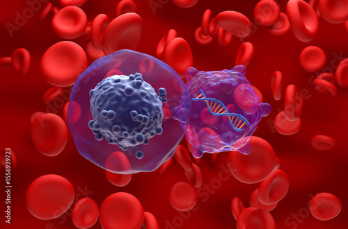 Gene therapy in Acute myeloid leukaemia (AML) - closeup view 3d illustration