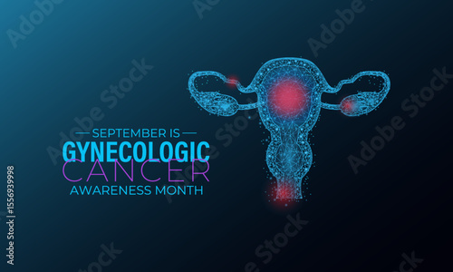 Designed in a low poly style. Gynecologic Cancer Awareness Month is Unite to Educate, Empower, and Save Lives. Increase awareness of cervical, ovarian, uterine, vaginal, and vulvar cancers.