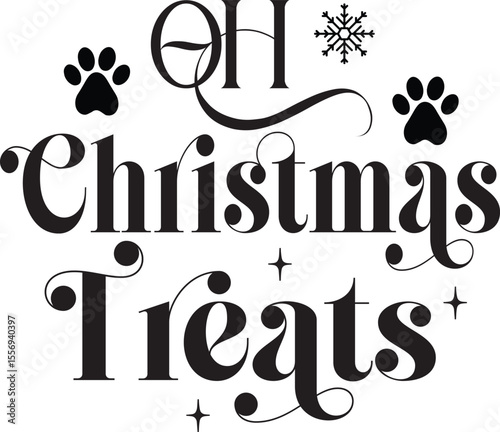 Oh Christmas Treats, Pet Christmas Ornament SVG design, Cat and Dog Ornament SVG