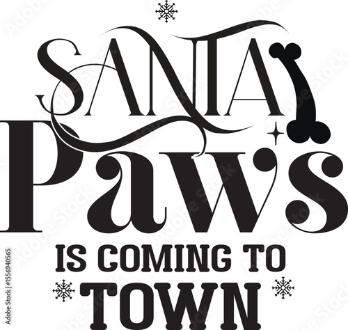 Santa Paws Is Coming To Town, Pet Christmas Ornament SVG design, Cat and Dog Ornament SVG