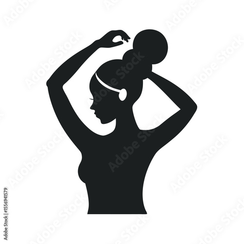 Woman Fixing Hair In Mirror