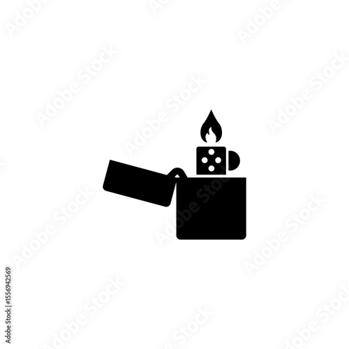 Vector Illustration of a Classic Lighter with Flame Icon