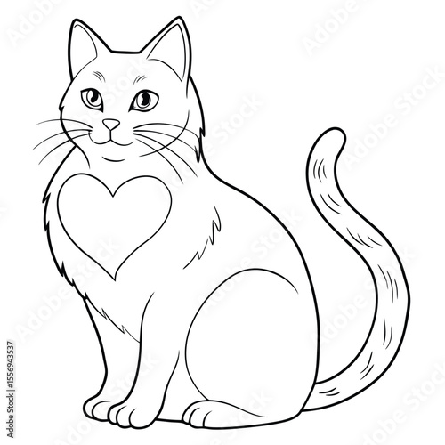 Cat with heart emblem feline animal
