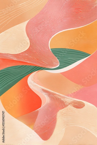 Abstract organic shapes with linear design