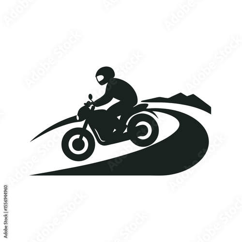Motorcyclist Riding Along Open Highway