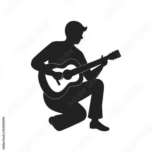 Guitarist Sitting Playing Soft Music