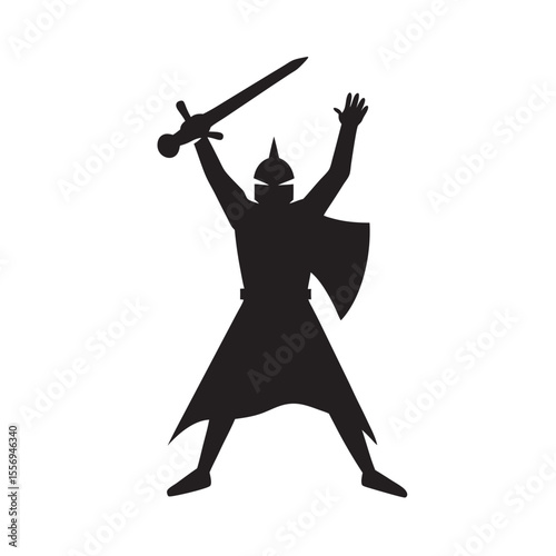 Warrior Knight Raising Sharp Sword