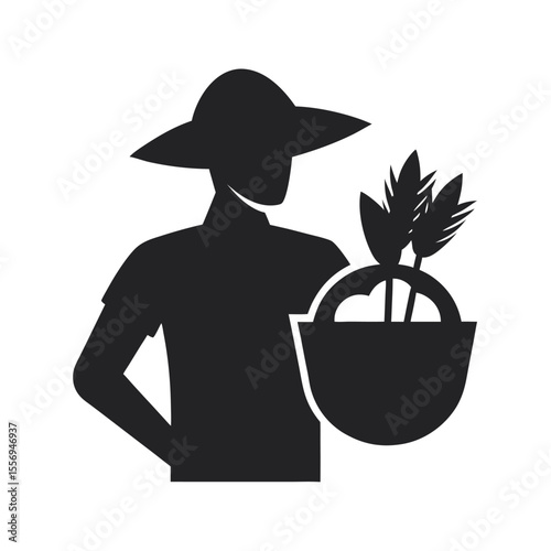 Farmer Carrying Basket Of Produce