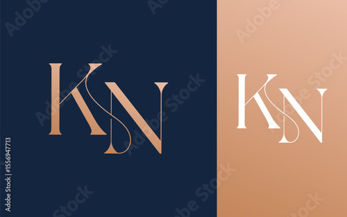 Initial letter KN NK logo design vector illustration for couple, wedding, and business