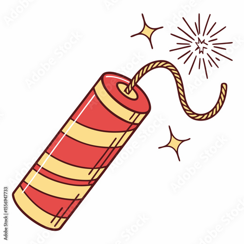 Firecracker Icon Vector - Generative AI & Linocut Silhouette Design