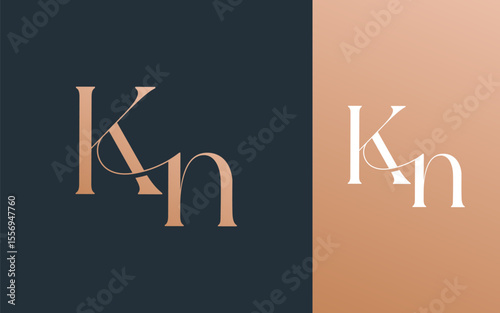 Initial letter KN NK logo design vector illustration for couple, wedding, and business