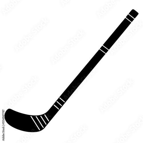 Hockey Stick Icon Vector - Generative AI Linocut Silhouette Design
