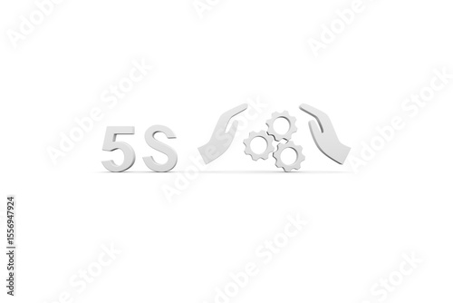 5S concept white background 3d render illustration