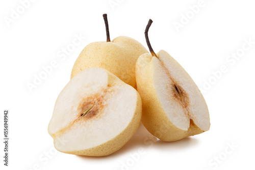 Crisp and Juicy Chinese Pear with Pale Yellow Skin isolated on a transparent background