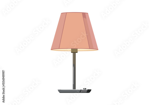 Elegant table lamp with a pink translucent shade, modern design with sleek metal base