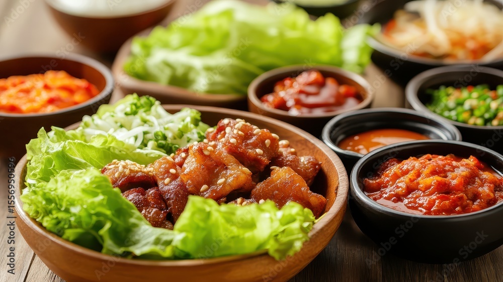 Delicious Asian Cuisine Plate with Variety of Fresh Ingredients Delicious Asian Cuisine Plate with Variety of Fresh Ingredients