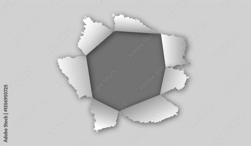 Torn hole sheet of transparent paper. paper holes with torn edges. ragged Hole torn in ripped paper. Torn paper realistic. Friday sale and promo banner. Paper hole frame for you image
