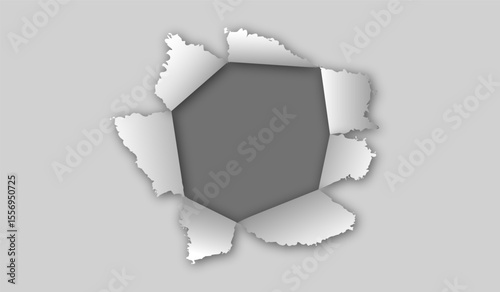 Torn hole sheet of transparent paper. paper holes with torn edges. ragged Hole torn in ripped paper. Torn paper realistic. Friday sale and promo banner. Paper hole frame for you image
