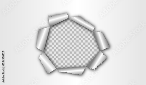 Torn hole sheet of transparent paper. paper holes with torn edges. ragged Hole torn in ripped paper. Torn paper realistic. Friday sale and promo banner. Paper hole frame for you image
