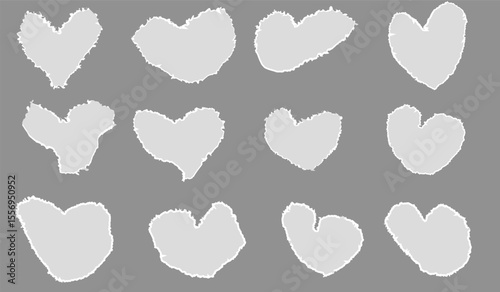 love torn paper. Torn Paper heart shaped. Ripped effect Textured Heart shapes. Love relationship symbol