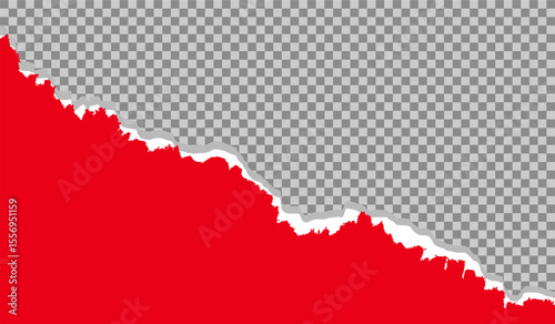  horizontal torn red paper with soft shadow. Realistic torn red paper with ragged edge. Red Torn paper. Free space for your advertising. Creative paper template with empty space
