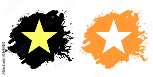 Star shapes with grunge splashes and ink splatters vector, combining excellence with a raw, artistic, distressed feel. Great for edgy ratings, abstract awards, or dynamic textured backgrounds.