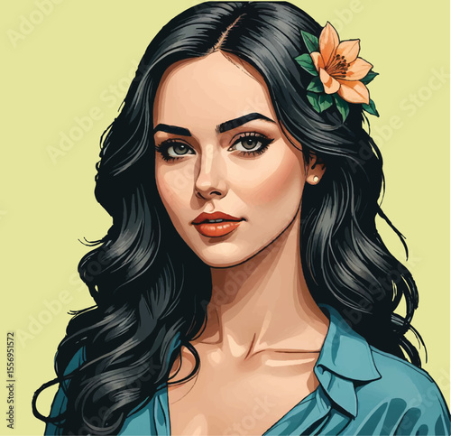 GirlGirl with a flower in her hairwith a flower in her hair.eps