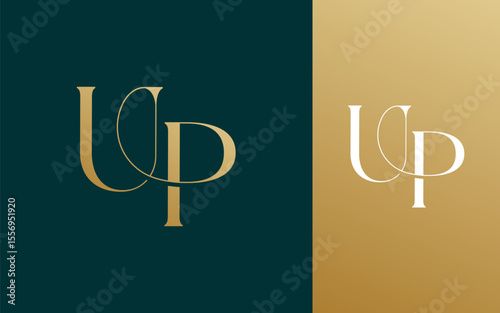 Initial letter UP PU logo design vector illustration for couple, wedding, and business