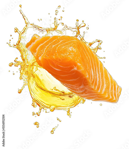Salmon fillet, oil splash