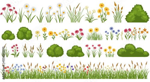 Colorful vector spring flower seamless patterns and floral banners for your designs