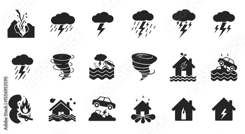 A versatile set of vector tree silhouettes and icons for nature and holiday designs