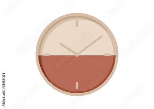 Minimalist wall clock with two-tone design in warm earthy colors