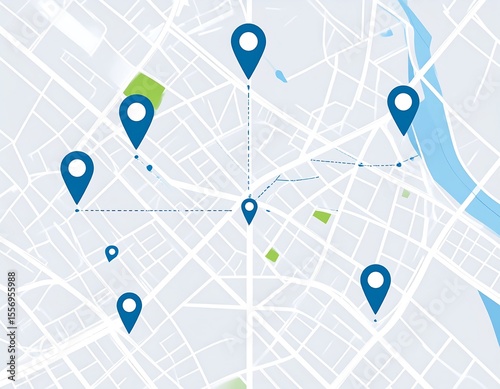 City map with location markers