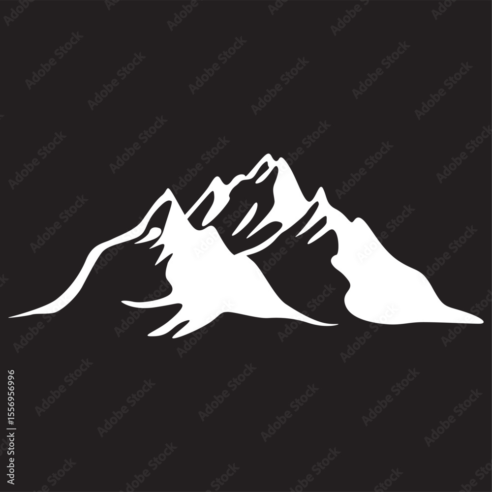 Obraz premium Mountain vector silhouette , clip art, and symbol. Shilhouette of mountain concept and simple design