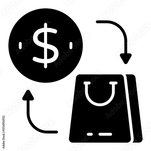 Conceptual solid design icon of cash on delivery